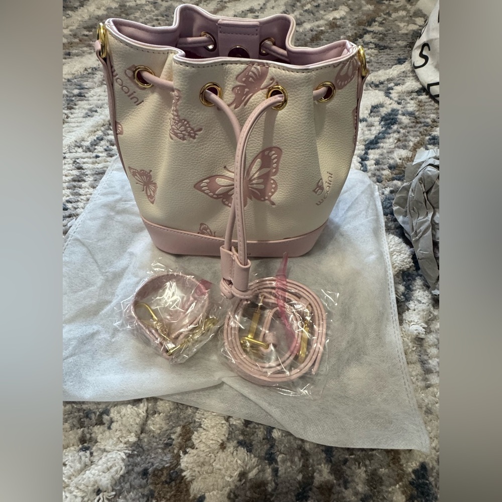Elegant Pink and Cream Mini Bucket Bag